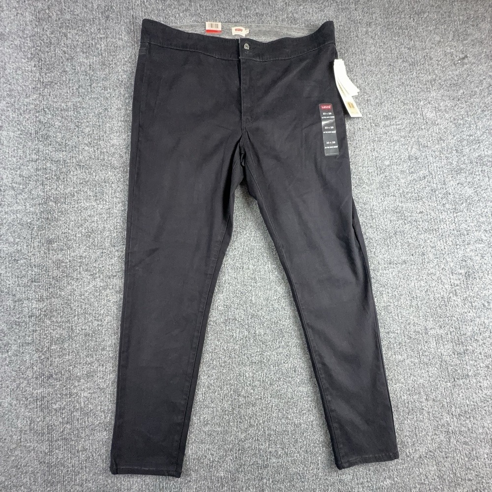 Levis On The Move Skinny Pants Mens 33x28 Black Slim Fit Stretch Chino 360900003